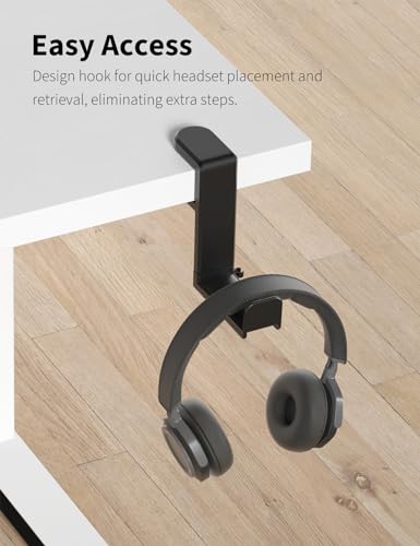 Headphone Hook Under Desk Holder 360-Degree Adjustable Rotation, Black - color: Black