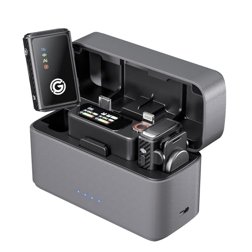 Wireless Microphone for iPhone/Android/Camera, AI Noise Cancelling with 56H Battery, 656ft Range & Internal Recording, Magnetic Clip-On for Streaming/Vlog/Interview