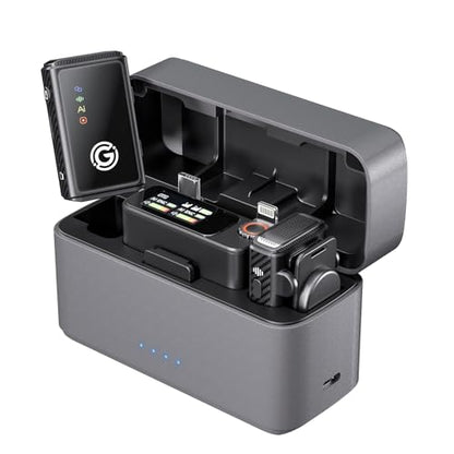 Wireless Microphone for iPhone/Android/Camera, AI Noise Cancelling with 56H Battery, 656ft Range & Internal Recording, Magnetic Clip-On for Streaming/Vlog/Interview