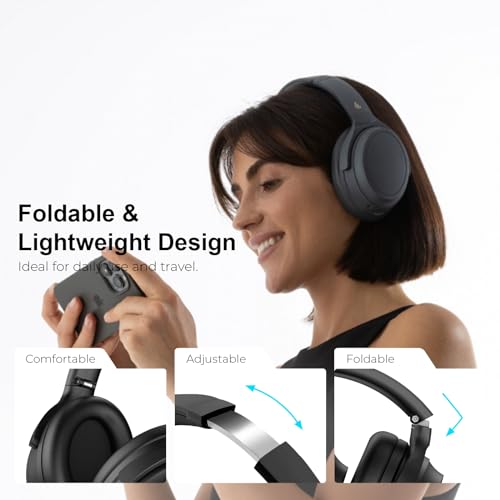 Edifier WH700NB Wireless Active Noise Cancellation Over-Ear Headphones, Bluetooth 5.3 Foldable Lightweight Headset, Dual Device Connection 68-Hour Battery Life, for Travel Home Office (Grey)