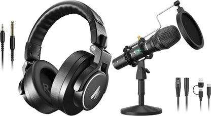 MAONO Podcast Microphone HD300T+ MH700 Professional Studio Monitor Headphones