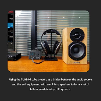 FX-Audio- TUBE-05 HiFi Vacuum 12AU7/ECC82 Tube Headphone amp Bass Treble EQ Preamp, for 30-600Ω Headphone, with Remote Control