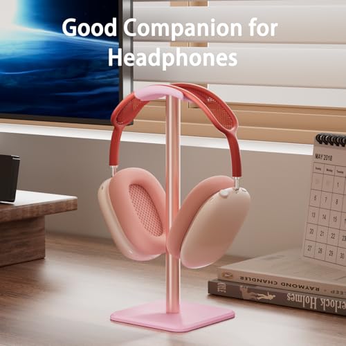 Headphone Stand - Headset Stand with Aluminum Hanger (Pink) | Headphone Holder for AirPods Max, Sony, Bose, Beats and More - color: Pink