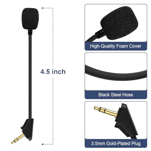 Replacement Cloud Alpha Mic Boom Microphone Compatible with Kingston HyperX Cloud Alpha, Cloud Alpha S Gaming Headsets for PS5 PS4 Xbox One Nintendo Switch Computer PC