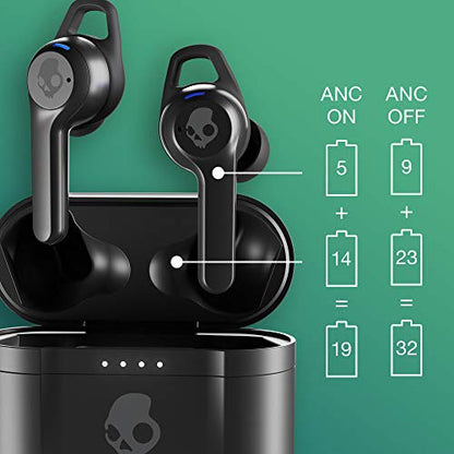 Skullcandy Indy ANC in-Ear Noise Canceling True Wireless Earbuds, 32 Hour Battery, Microphone, Works with iPhone Android and Bluetooth Devices - Black - color: True Black, style: Active Noise Cancellation