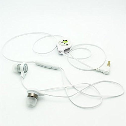 Retractable Headset Hands-Free Earphones w Mic Dual Earbuds Headphones in-Ear Wired [3.5mm] [White] for iPod Nano 5th, 7th Gen - iPod Touch 1st, 2nd, 3rd, 4th, 5th Generations - Google Pixel, XL