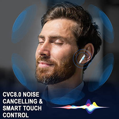 Wireless Earbuds, Bluetooth 5.4 Ear Buds, LED Power Display, 6D Bass Stereo | 4 ENC Noise Cancelling Mic, HiFi Stereo, In-Ear Headphones, 40H Playback Mini Case, IP7 Waterproof Sports, for Android iOS - color: Pearl White