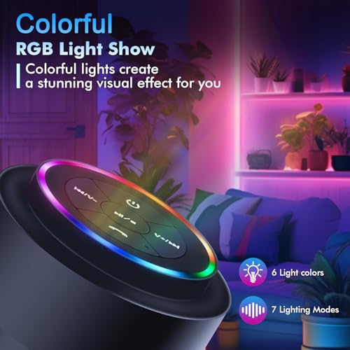 Bluetooth Shower Speaker, Portable LED Wireless Speaker Gift for Men Teens