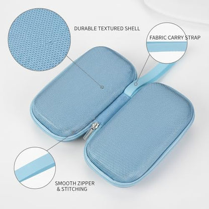 Compact Hard Shell EVA Case for Earbuds & Cables - Small Travel Organizer for Electronics, 5.5 x 3.1 Inch - color: Blue