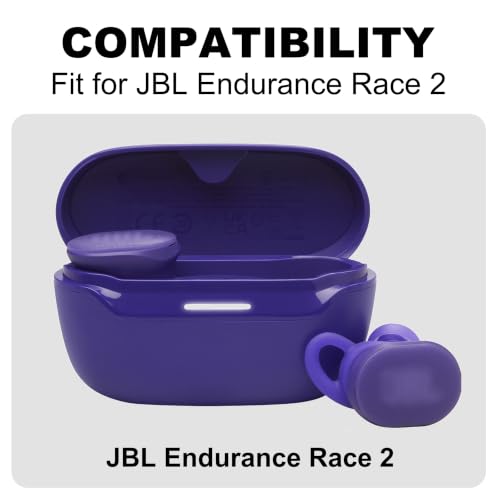 Replacement Ear Tips Compatible with JBL Endurance Race 2 | Soft Silicone Eartips with Portable Storage Box (3 Pairs, Purple, S/M/L)