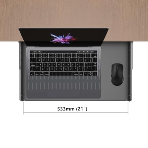 21 inch Sliding Under Desk Laptop Mount Tray with Air Vents - size: 21 Inch