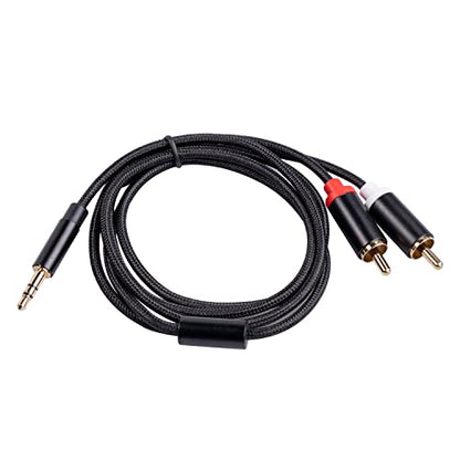 (10FT / 2 Pack) 3.5mm to RCA Cable,Gold Plated, 1/8 Male to Male Stereo Aux Cord Y Splitter Adapter for Tablets, Speakers, Smartphones, MP3, HDTV - size: 10FT