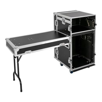 14U PA DJ Rack Case 2-layer Studio Rack with DJ Table Top, Network and Stereo Rack, Heavy-Duty Mobile Studio Equipment Cabinet with 4 Wheels, for Live Sound, KTV, Home Theater (One DJ Table Top) - color: One DJ Table Top