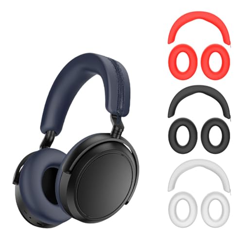 Silicone Earpads for Momentum 4 Headphone Ear Cushions Cups, Replacement Ear Pads with Headband Protective Cover Pad for Momentum 4 Accessories (Dark Blue)