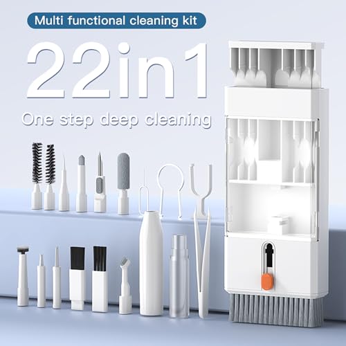 22 in 1 Precision Cleaning Kit – Professional Electronic Cleaning kit Cleaning Tools for Phone, airPods Headset, Keyboards, Cameras, Laptop & More - color: white