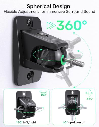 Surround Sound Rear Speaker Wall Mount, Aluminum, Max 11 lb Load, 2 Pack