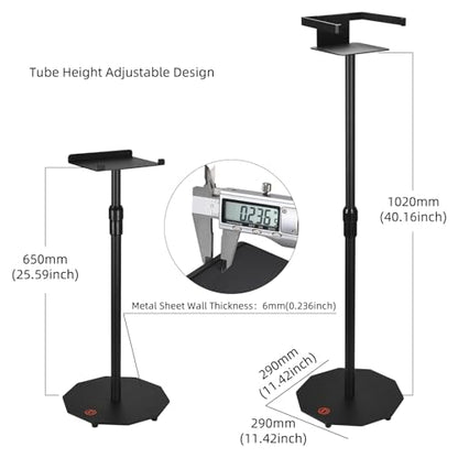 Dual Orientation Floor Stand for Sonos Five | Vertical or Horizontal Speaker Mount | Height Adjustable (25.6” - 40.2”) | Heavy Duty 6mm Steel, 44lb Load Capacity