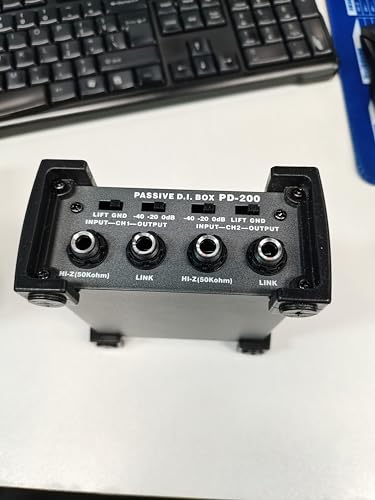 HUIOP 2 Channels Passive DI-Box Unit Hum Eliminator 1/4'' Instrument Direct Box to XLR Professional Impedance Transform Audio Isolator DI Direct Box for Touring and Live Performances