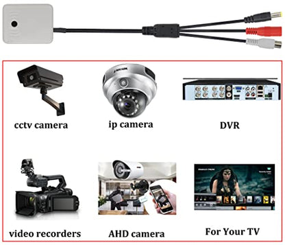 Surveillance Pickup Device Mic to RCA Surveillance Microphone Cable | Mic Audio Outdoor CCTV RCA Surveillance Microphone DVR High Preamp Amplified Pickup Device Mic External Camera Sound 3plug - color: 3plug-box