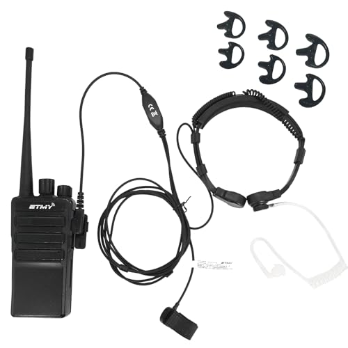 ETMY K-2 PIN Throat Mic Compatible with BaoFeng/Retevis/Pxton/Kenwood, Airsoft Tactical Single-Ear Air Tube Headset with 3-Pair Earbuds, for Noisy Env/Hunting/Security & Motorcycle Riding 1 Pack
