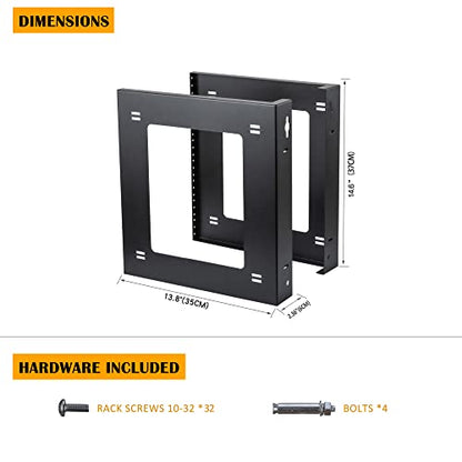 RIVECO 8U Desktop & Wall Mount Rack Assembly Free Seperated 2 Pieces Firm Constructed, No Assembly Required, Simple Toolless Racks for Networking Equipment & AV HiFi Gaming Electronics (8U) - size: 8U