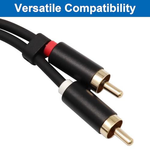 2 Pack 1 Male to 2 Male RCA Y-Adapter Splitter Cable, 1Ft | Gold-Plated, Audio Extension Cord, Home Theater Compatible, Car Audio Compatible - size: 1 Male to 2 Male