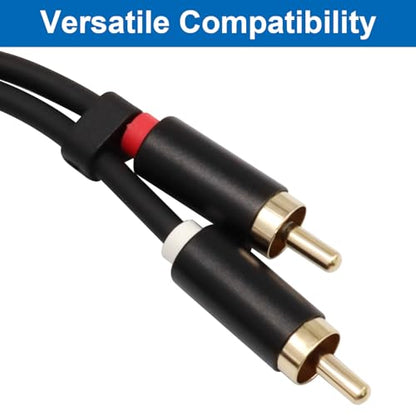2 Pack 1 Male to 2 Male RCA Y-Adapter Splitter Cable, 1Ft | Gold-Plated, Audio Extension Cord, Home Theater Compatible, Car Audio Compatible - size: 1 Male to 2 Male