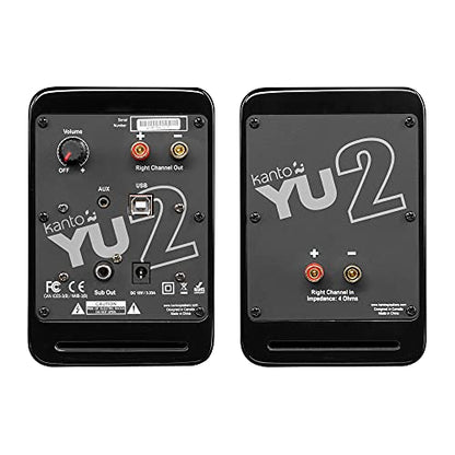 Kanto YU2GB PC Gaming Desktop Speakers | 3" Composite Drivers | 3/4" Silk Dome Tweeter | Class D Amplifier | 100 Watts | Built-in USB DAC | Subwoofer Output | Pair | Gloss Black - color: Gloss Black