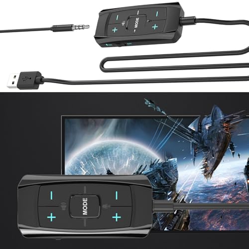 USB External Sound Card 7.1 Surround Auditory Adapter with Sound Control for PC Gaming Headsets Long Cable