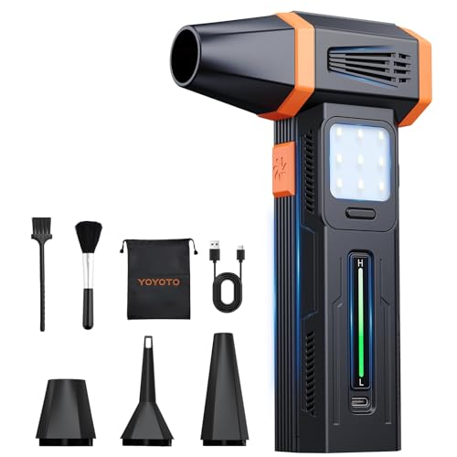 Compressed Air Duster Powerful 40MM Brushless Motor Electric Air Duster | 430G Storm Force Air Duster 360W Power & 59.2WH Rechargeable Blower, Up to 6H, 4 Gear Turbo fan for Keyboard Car Home Outdoor