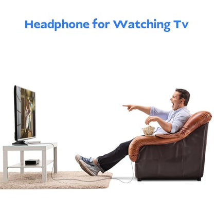 Wired Headphones Without Mic for TV with Volume Control - color: White, size: 6.5FT White without Mic