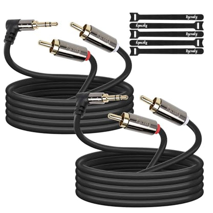 3.5mm Aux to RCA Cable, 90 Degree Angle 3.5mm Male to 2RCA Male Auxiliary Stereo Audio Y Splitter Gold-Plated, Double Shielded for Smartphones, Tablets, Speakers, Home Theater, HDTV,8ft/2 Pack - size: 8 Feet(2 pack)