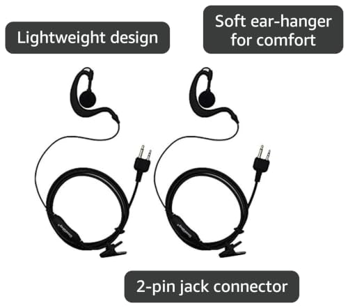 2Pcs G Shape Clip-Ear Walkie Talkie Headset Earpiece with Mic is Compatible with Midland LXT118 GXT1000VP4 LXT500VP3 LXT600VP3 LXT380 2-pin