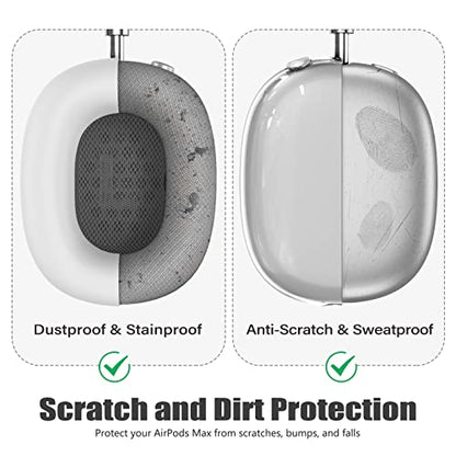 【4 in 1】 Case Covers for AirPods Max Headphones, Anti-Scratch Sweat-Proof Ear Pad Covers/Ear Cups Cover/Headband Cover Protectorfor Apple AirPods Max (2024 USB-C /2020 Lightning)- WhiteClear - color: C-White Clear