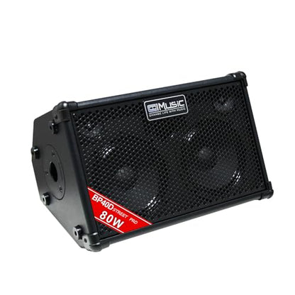 Coolmusic BP40D Powered Acoustic Guitar Amplifier- Portable Bluetooth Speaker 80W W/Battery with Reverb Chorus Delay Effect, 6 Inputs,3 Band EQ, Black - color: Black