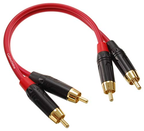 CablesOnline, 8-inches Two-RCA Male to Two-RCA Male Gold-Plated Ultra-Flexible Red Premium Audio Cable, AV-400QR - size: 8-inches