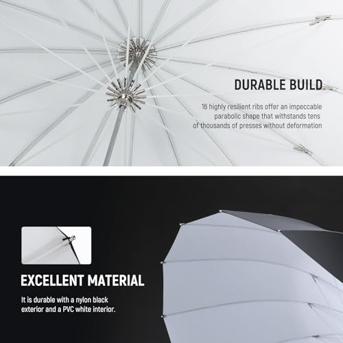 NEEWER 41"/104cm Parabolic Reflective Umbrella Photography with White Inner, Soft Lighting with Diffuser Cover, Bag, Quick Fold for Camera Photo Studio Video Light Shooting Monolight Flash, NS1U - color: White, size: 41"