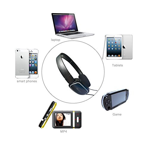 Woostar On Ear Headphones with Mic, Corded Headphones Wired Headsets with Microphone for Cell Phone, Tablet, PC, Laptop, MP3 / MP4 (Black)