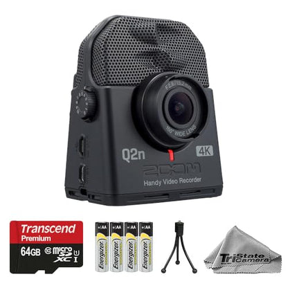Zoom Q2n-4K Handy Video Recorder with 64GB Memory Card, Batteries & Flexible Table-Top Mini Tripod – 4K Ultra HD, Wide-Angle Lens, Stereo Mics, USB Webcam – Basic Kit - style: Zoom Q2n-4K + Flexible Table-Top Mini Tripod