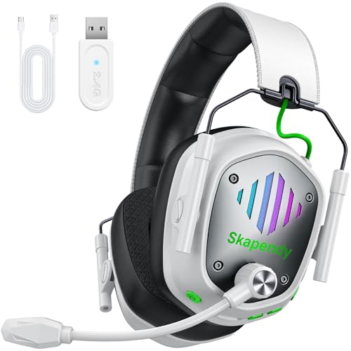 Wireless Gaming Headset for PS5 PS4 PC, Foldable RGB & ENC Mic | 2.4GHz ≤20ms Low Latency, Bluetooth for Switch, Mac & Mobile, 50mm Drivers, 50H Playtime, Lightweight Fit for FPS & Team Play - color: Balck-Beige
