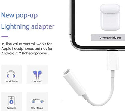 [Apple MFi Certified] iPhone 3.5mm Headphone Jack Adapter,2Pack for Apple Lightning to 3.5mm Earphones Jack Adapter Cord Dongle Aux Cable Converter Accessories Compatible with iPhone14 13 12 11/Xs/XR - size: 2pack-L