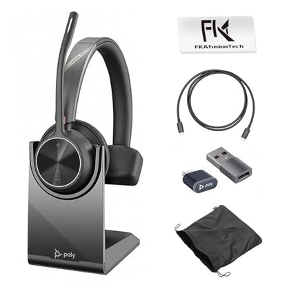 Poly Voyager 4310 UC Wireless Headset & Charge Stand - Single-Ear Headset, Connects PC/Mac/Mobile Phone via Bluetooth with USB-C to A Adapter & USB C Dongle & USB A-C Cable & Storage Bag