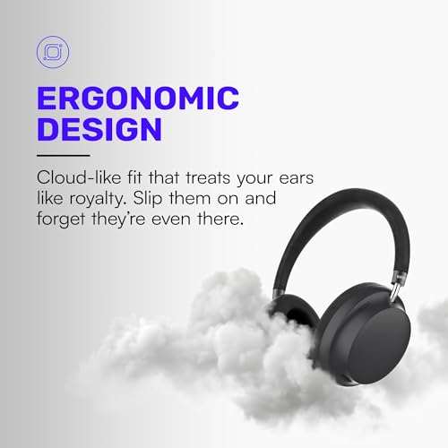 Raycon Essential Bluetooth Headphones - Over The Ear, Active Noise Cancelling Wireless Headphones + Awareness Mode, Bluetooth Headset with Mic, 50 Hours of Battery Life (White) - color: White