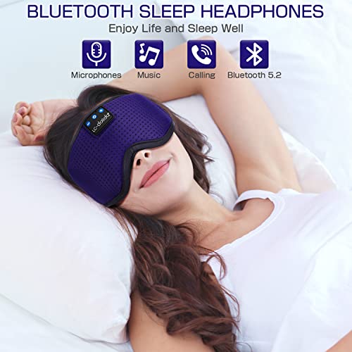 LC-dolida Sleep Headphones, Sleep Mask Bluetooth Wireless Music Eye Mask, Sleeping Headphones for Side Sleepers Sleep Mask with Bluetooth Headphones Ultra-Thin Stereo Speakers Perfect for Sleeping - color: Royal Blue