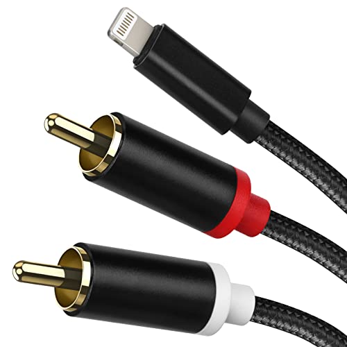 Lightning to RCA Cable Audio Aux Adapter, Stereo Y Splitter Adapter for Select iPhone, iPad and iPod Models for Power Amplifier, Car, Home Theater, Speaker and More Silver 6FT - size: 6FT