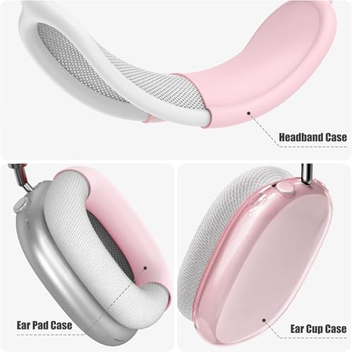 [4 in 1] Case Cover for AirPods Max 2/1 (2026/2024/2020) Ear Pad Case/Headband Cover/Ear Cups with Bling Star for Apple AirPods Max Headphones (Pink Stars Sets(4 in 1)) - color: Pink Stars Sets(4 in 1)
