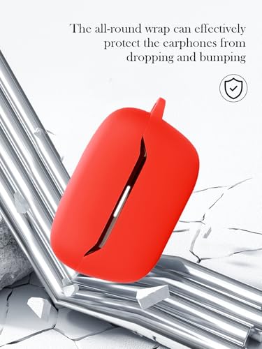 Case for JBL Endurance Race 2 True Wireless in Ear Earbuds,Soft Protective,Shockproof, BOVUGAC Silicone Case Cover with Keychain & Cleaning Kit & Lanyard-Red - color: Red