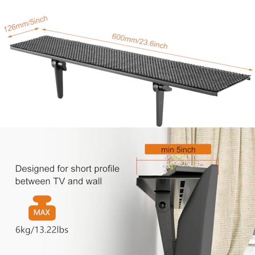 No Drill TV Top Shelf 24 inch Wide Monitor Top Mounting Bracket Platform Holds Speaker, AV Receiver, Media Box, Game Console and More - size: 24 inch