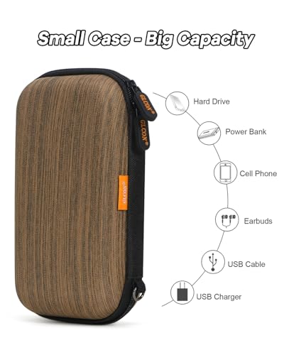 Shockproof Hard Drive Case for WD Samsung T9 Seagate, Travel Pouch | Vertical-Stripe Design, Fits WD Elements, My Passport, 1TB 2TB 4TB, External Drive Storage Bag - color: Stripe Dark Brown