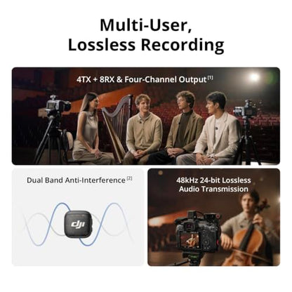 DJI Mic 3 (2TX+1RX+Charging Case), All in one Mic with Canon MI Hot Shoe | Wireless Mini Mic for iPhone/Camera/Android, Ultralight, Adaptive Gain Control, 28hrs Use, Vlog, Noise Cancelling